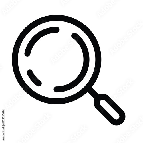 Outline magnifier icon for search, zoom, find, and inspection tool.