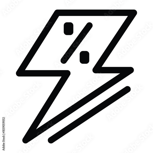 Outline flash sale icon for limited time discount and fast promo.
