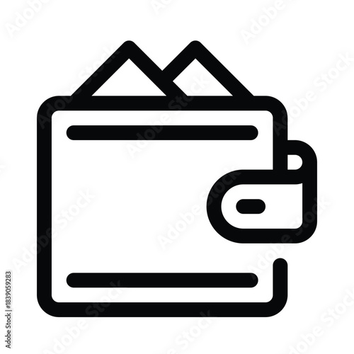 Outline wallet icon for money, cash, finance, and card payment.