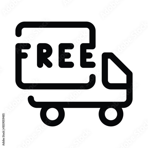 Outline free shipping icon for costless delivery and promotion offer.