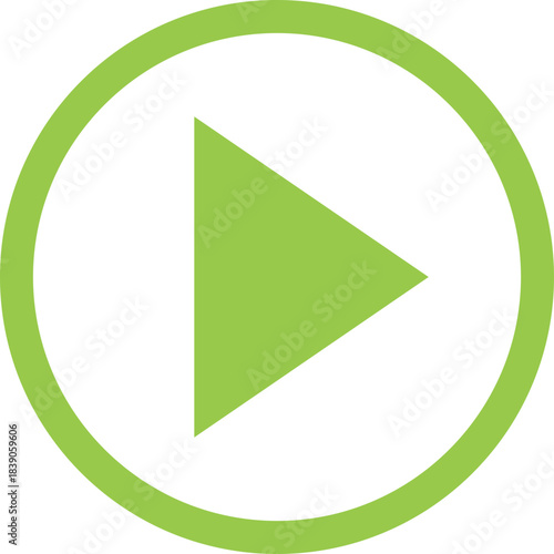 Green outline play icon in circle