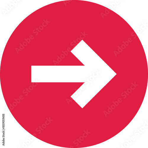 Bold right arrow icon in red circle