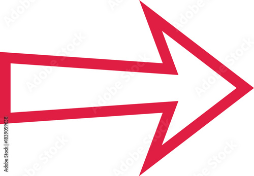 Red angular outlined arrow icon