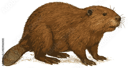 Castor canadensis illustration art