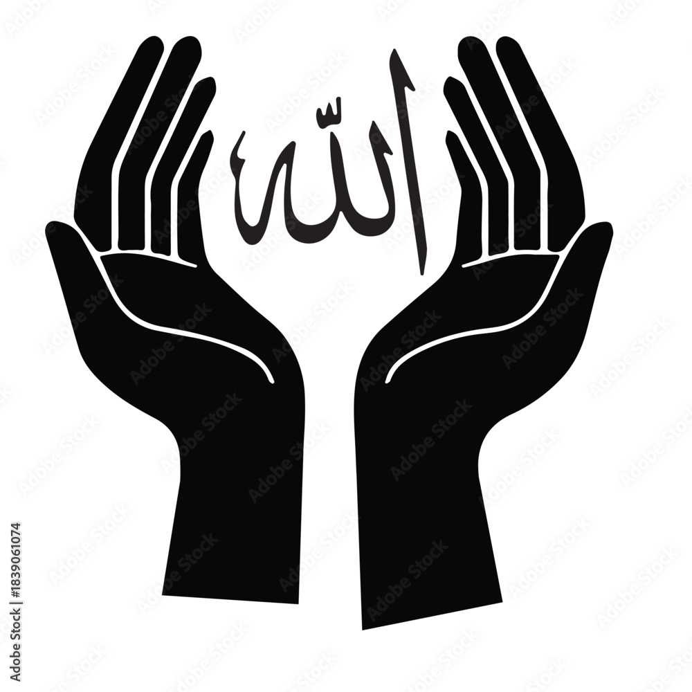 Obraz premium Muslim hands in pose of praying and asking to Allah