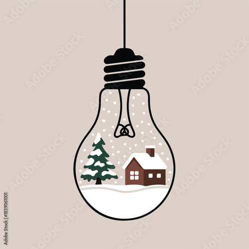 A transparent glass light bulb vector illustration containing a liquid beverage like wine or oil as a symbolic drink container for a celebration design