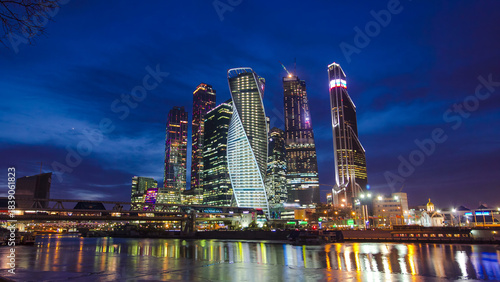 Skyscrapers International Business Center City day to night timelapse hyperla...