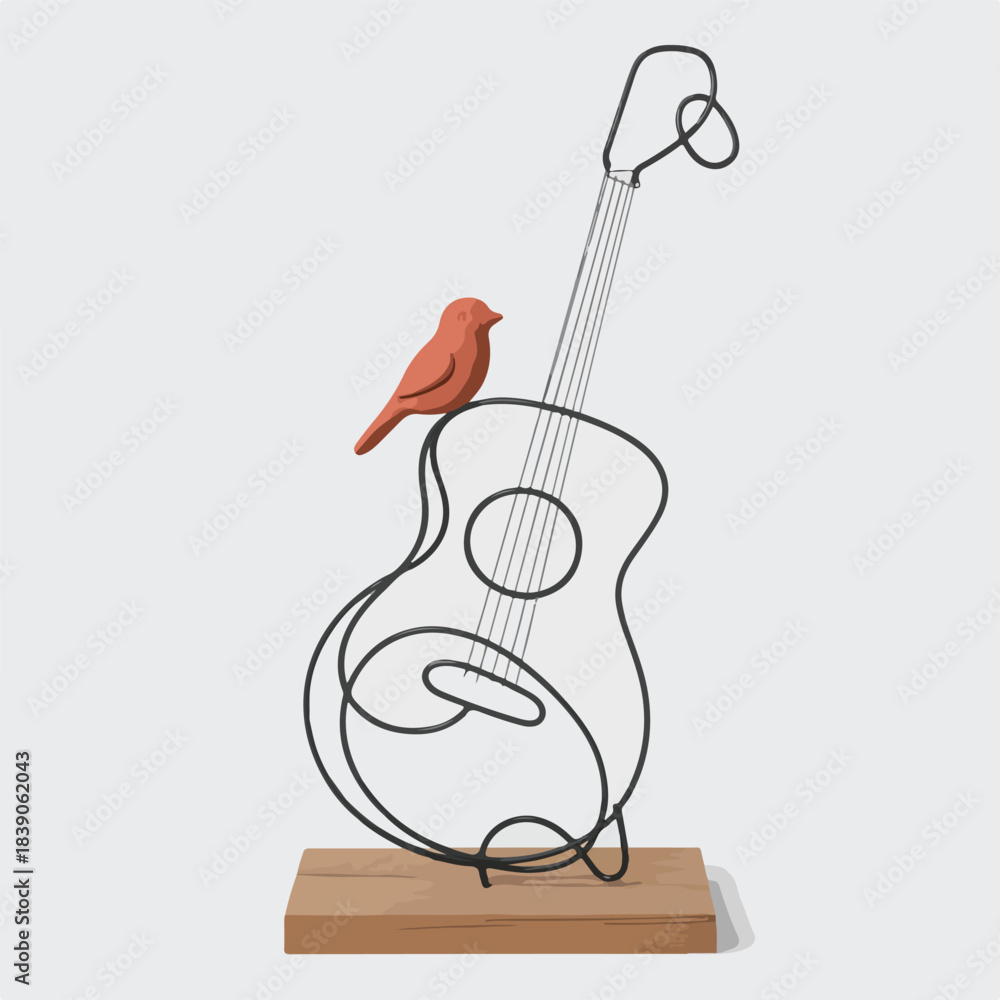 Obraz premium Vector illustration of a hammer and nail alongside a meat cleaver knife designed as a rock music symbol with electric guitar instrument shapes