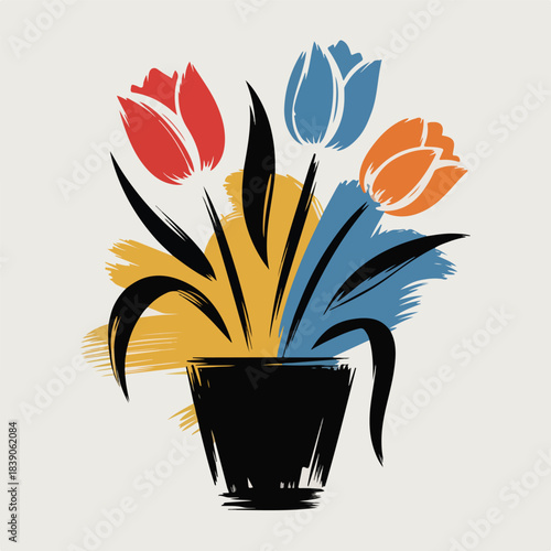 Colorful vector illustration of a cup of coffee and tea with nature flowers and a splashing holiday cocktail drink icon for a Christmas party celebration