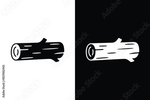Minimal wood log icon, Rustic timber silhouette vector