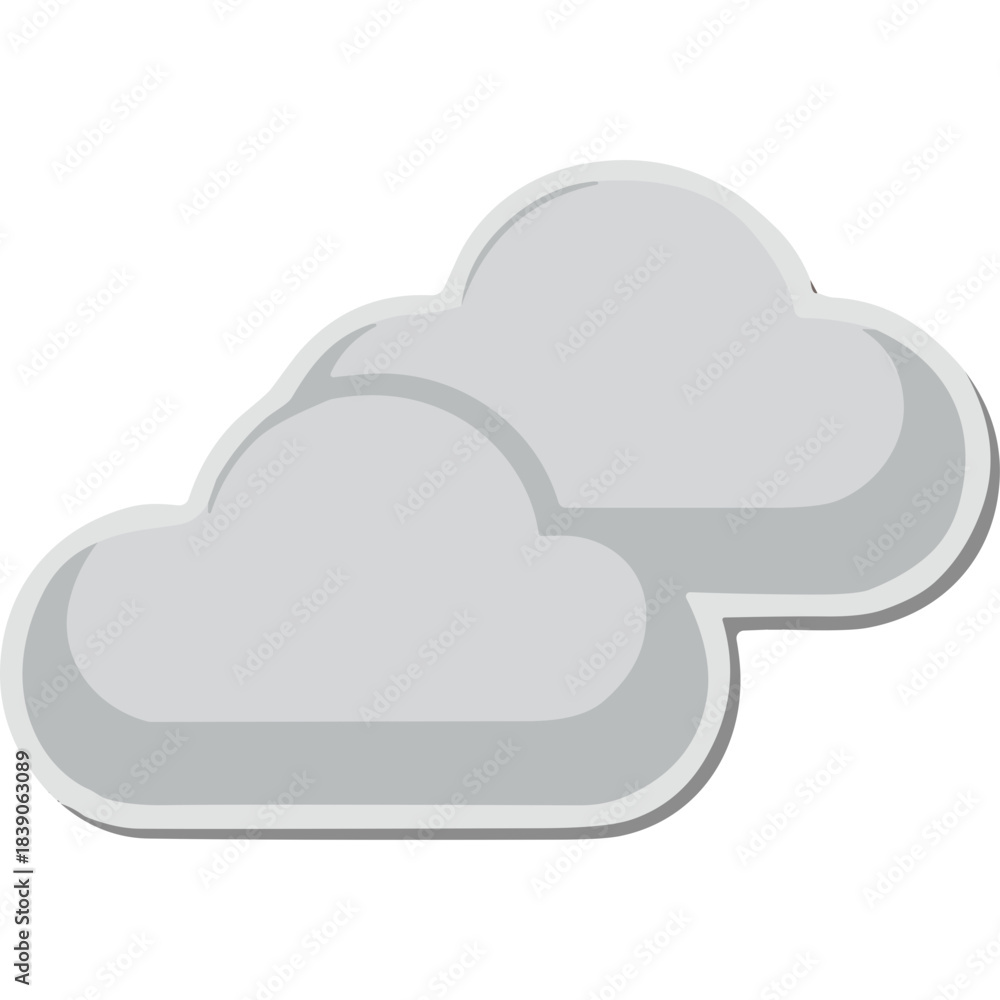 Fototapeta premium Two Fluffy Gray Clouds Side By Side Against A Black Background With A Subtle White Border And Shadow Effect Representing Overcast Weather Conditions And Atmospheric Phenomena
