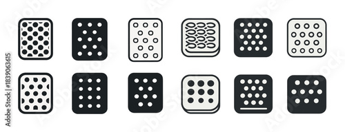 Collection of grater blade icons in black and white