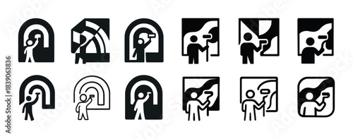 Icon set of painters at work