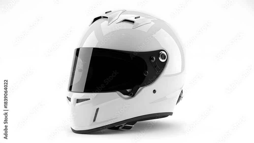 Obraz premium Professional white racing helmet isolated on a clean white background studio shot