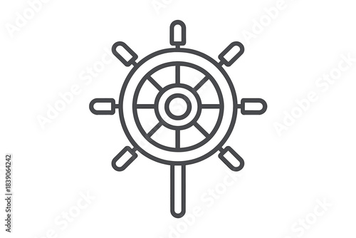 Ship helm icon outline design for navigation and steering concept