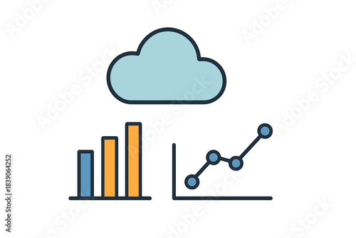 Cloud data analysis with bar and line charts for business statistics