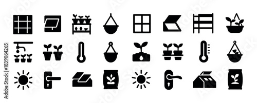 Collection of gardening and plant care icons
