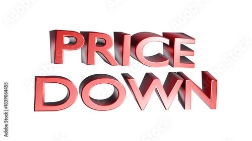 3D animated text “PRICE DOWN” for discounts, markdowns, and promotional campaigns. Perfect for online stores, advertisements, and social media. Bold design emphasizes reduced prices
