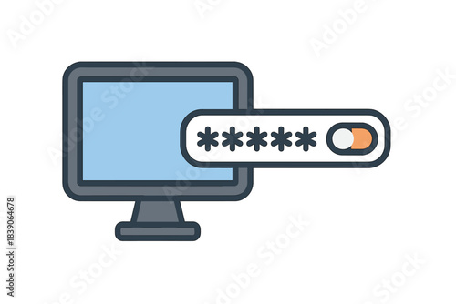Computer screen showing masked password entry field with visibility toggle