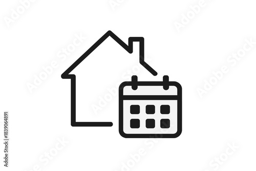Outline icon combining house shape and calendar for scheduling appointments