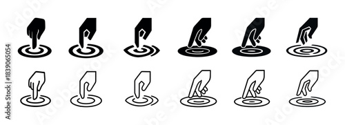 Variety of hand gesture icons indicating touchscreen interaction styles