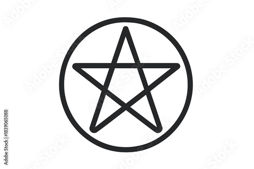 Minimalist black pentagram symbol enclosed within a circle outline