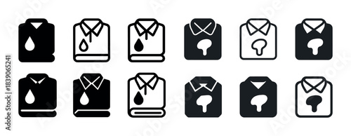 Laundry symbols icons: washing, drying, stain, and care instructions