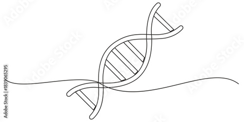 DNA continuous one line drawing. Scientist and research concept. Hand drawn one line vector. Editable stroke