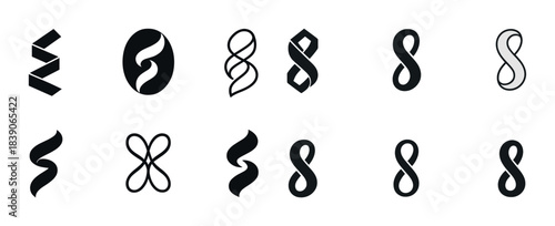 Collection of black abstract geometric infinity symbol designs
