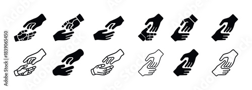 Diverse hand gesture icons in various styles and designs