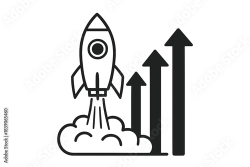 Rocket launch symbolizing rapid business growth and success icon
