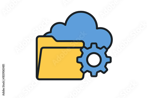 Cloud storage settings and data management icon concept