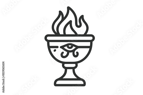 Ancient Egyptian Eye of Horus symbol on burning incense burner icon