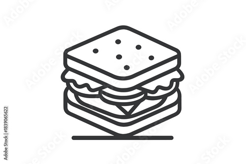 Stacked club sandwich icon with layered ingredients outline drawing