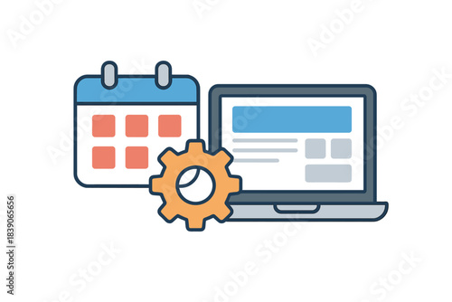 Calendar scheduling and website configuration concept icon design