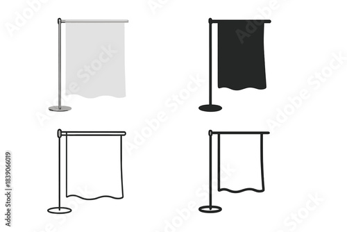 Blank advertising banner mockups on vertical stands with different styles