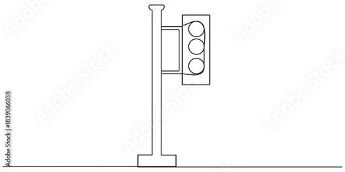Traffic One Line Continuous Drawing, Hand-Drawn Vector Line Art Traffic Light Icon