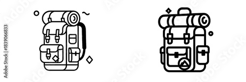 Stylish vector illustration of hiking backpacks for outdoor adventures