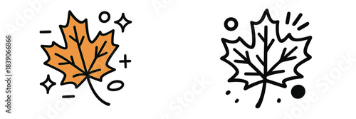 Creative vector illustrations of maple leaves in autumn colors