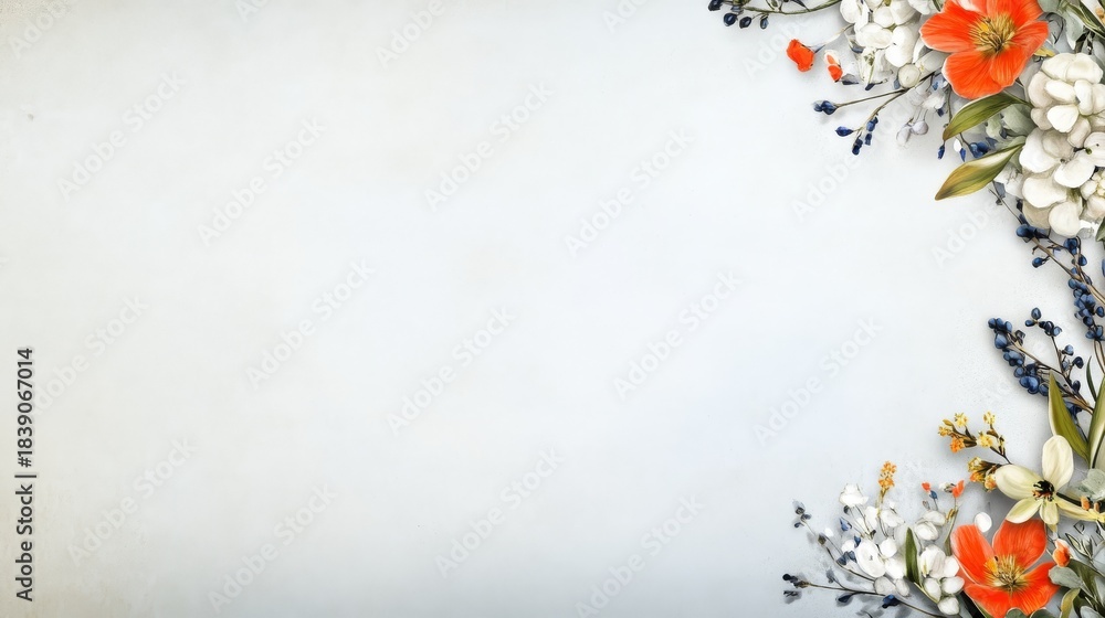 Fototapeta premium Elegant floral arrangement with delicate leaves on pristine white background botanical beauty display.