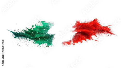 Italian Flag Paint Splash on Transparent Background