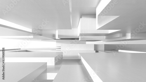 Abstract Architectural Interior with Geometric Shapes and Light and Shadow Play architecture