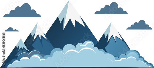 Aerial Mountain Peak Altitude View with Clouds and Landscape