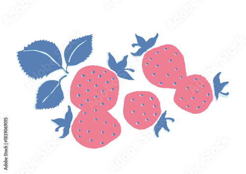 レトロ風のシンプルでポップなイチゴのイラスト