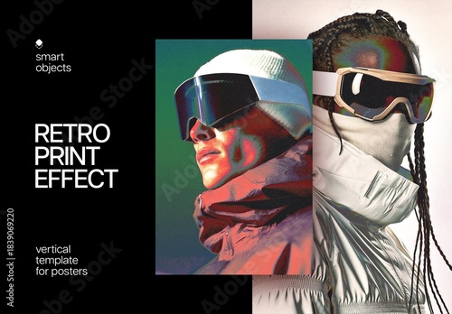 Faded Halftone Magazine Poster Photo Effect Mockup