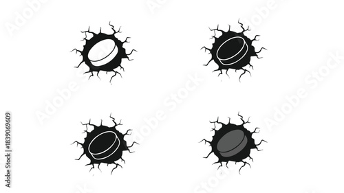 Four black and white explosion burst icons with varying fill levels arranged on a plain white background.