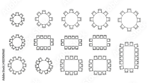 Graphic illustration of various gear and cogwheel shapes in a symmetrical pattern on a white background.