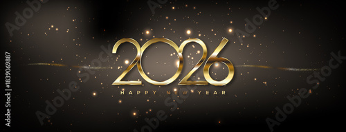 Happy New Year 2026 Greeting Card Background Gold