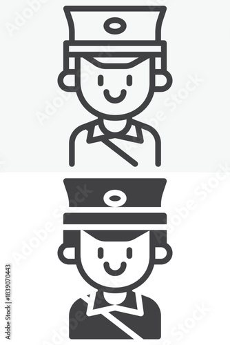 Postman portrait line and solid different style vector icon set