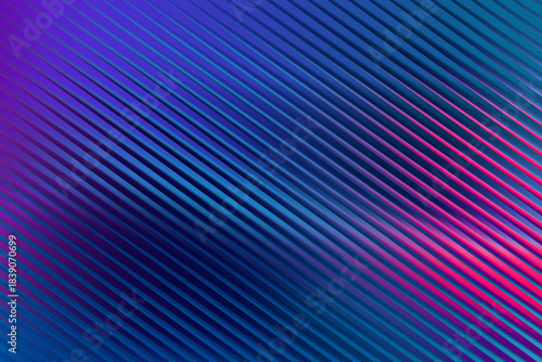 Abstract diagonal ribbed surface with vibrant blue and purple gradient light, clean futuristic background